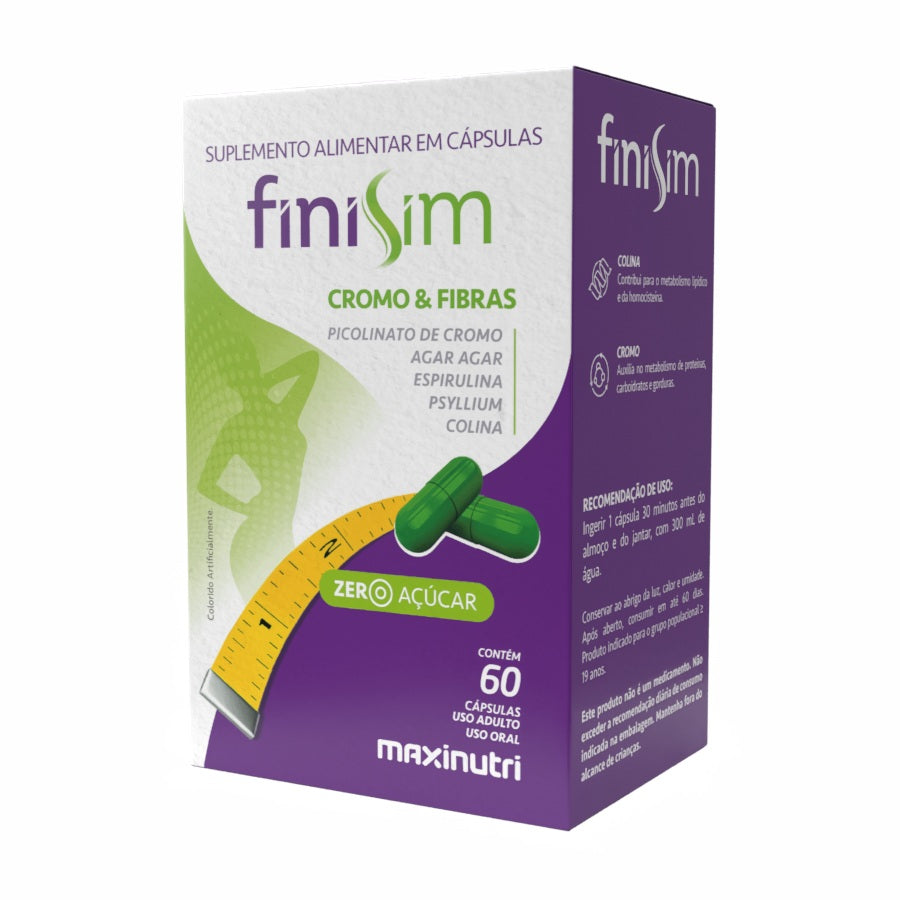 Kit 08 FiniSim Cromo e Fibras Sem Sabor 60Cps - Maxinutri
