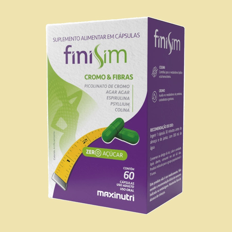 Kit 16 FiniSim Cromo e Fibras Sem Sabor 60Cps - Maxinutri