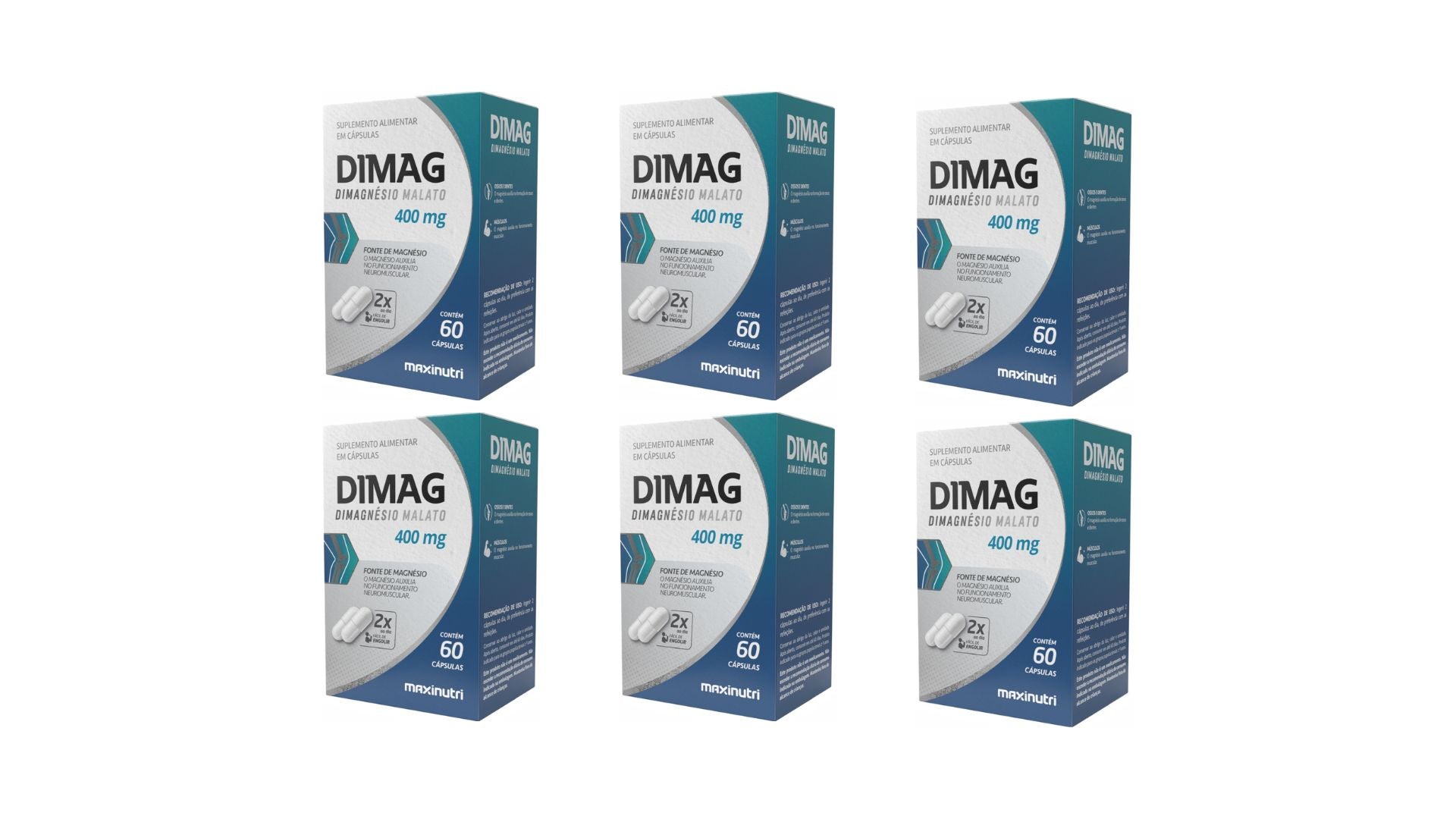 Kit 06 Dimag Dimagnésio Malato 400mg 60 Cápsulas - Maxinutri