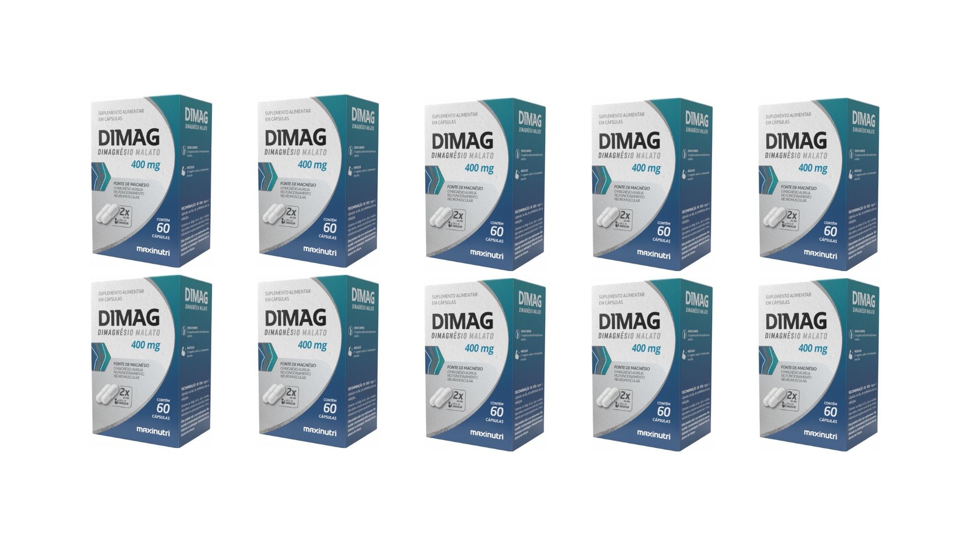 Kit 10 Dimag Dimagnésio Malato 400mg 60 Cápsulas - Maxinutri