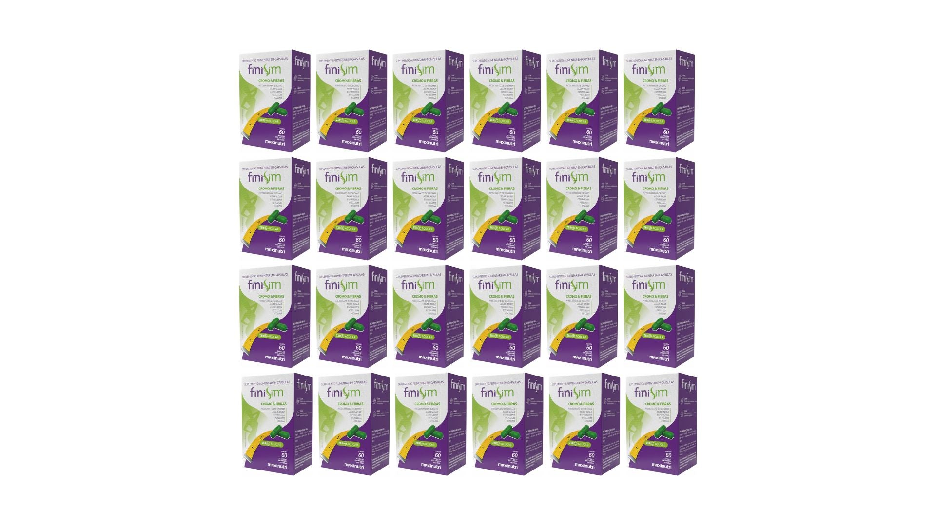 Kit 24 FiniSim Cromo e Fibras Sem Sabor 60Cps - Maxinutri