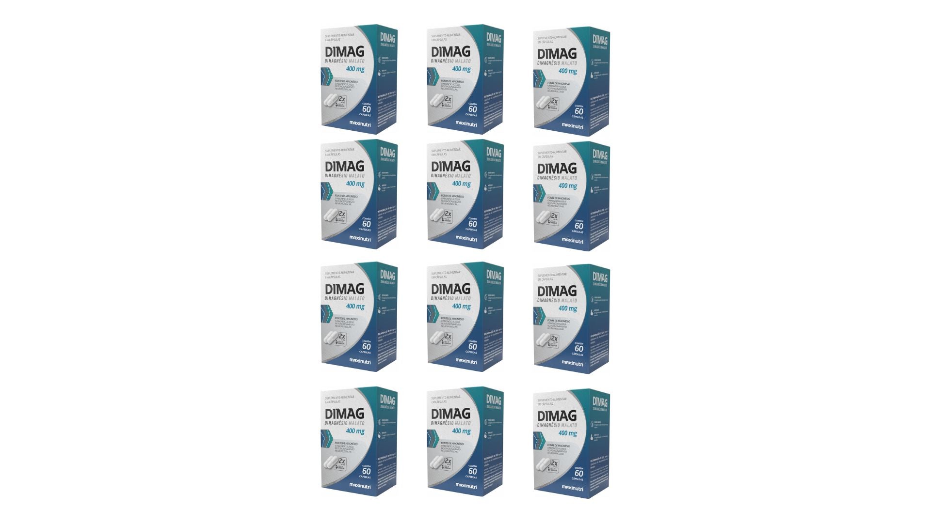 Kit 12 Dimag Dimagnésio Malato 400mg 60 Cápsulas - Maxinutri