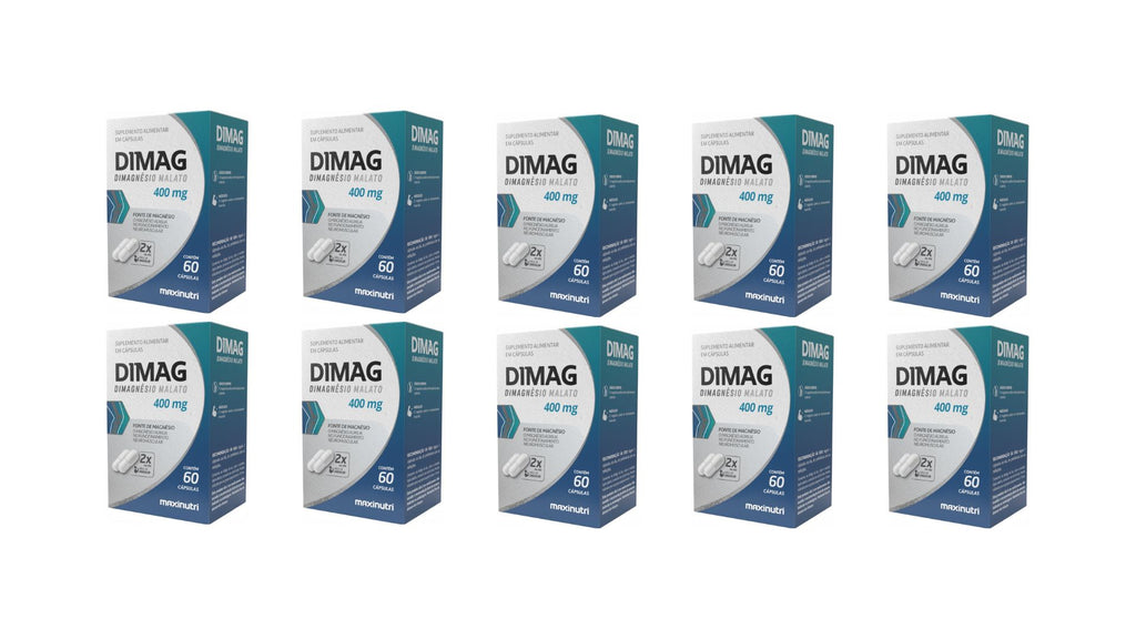 Kit 10 Dimag Dimagnésio Malato 400mg 60 Cápsulas - Maxinutri
