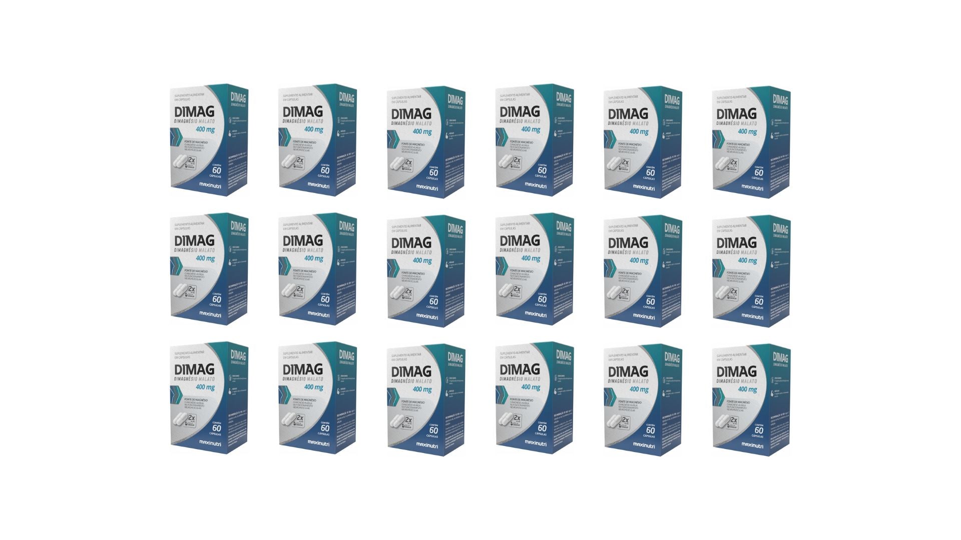 Kit 18 Dimag Dimagnésio Malato 400mg 60 Cápsulas - Maxinutri