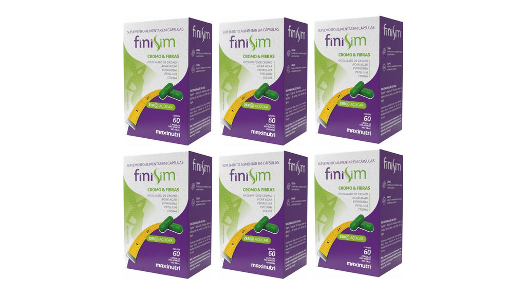 Kit 06 FiniSim Cromo e Fibras Sem Sabor 60Cps - Maxinutri